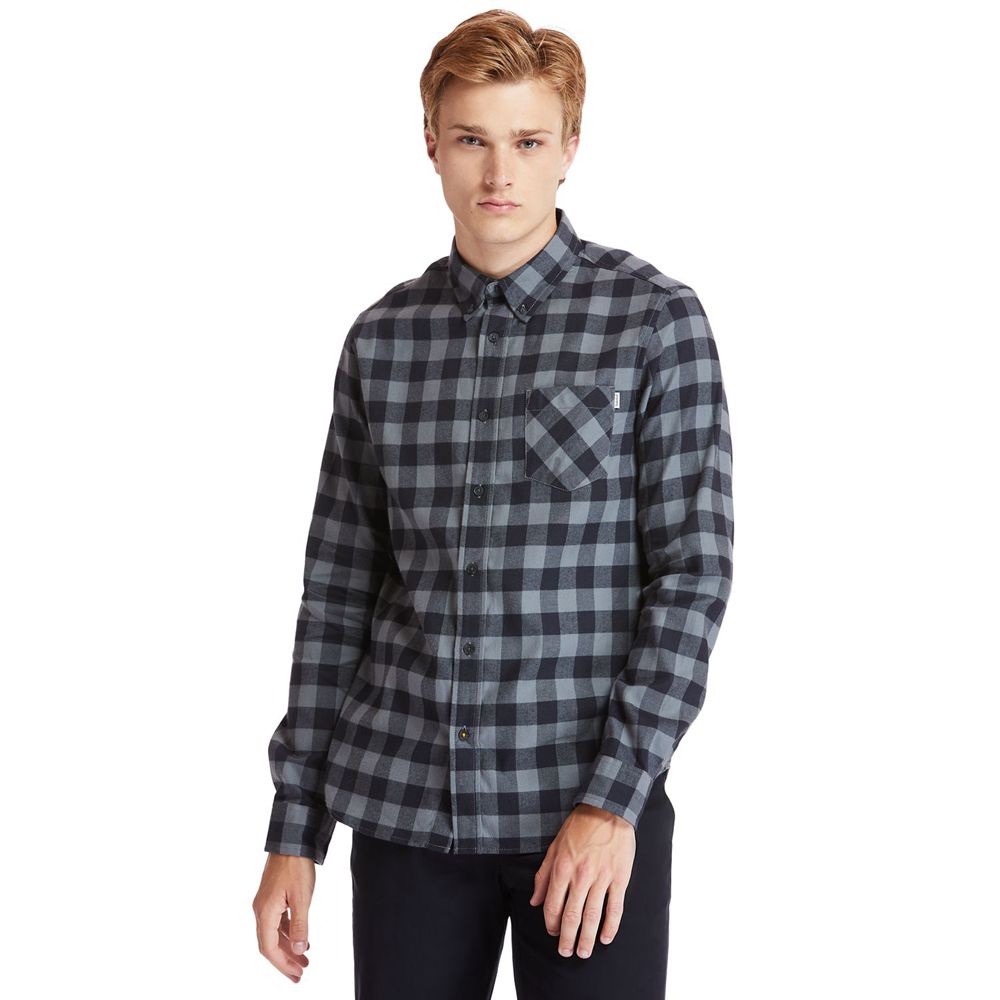 Camisa Timberland Hombre Nashua River Long-Sleeve Flannel Check Gris - Chile HCQ-249075